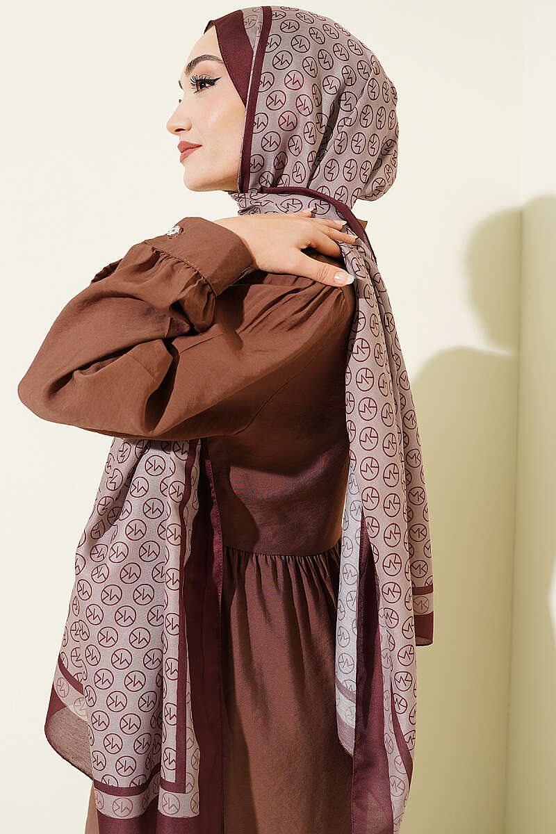 MK Print Modal Shawl - Brown
