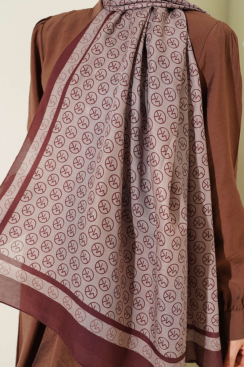 MK Print Modal Shawl - Brown
