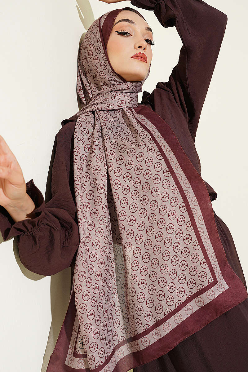 MK Print Modal Shawl - Brown-Mink