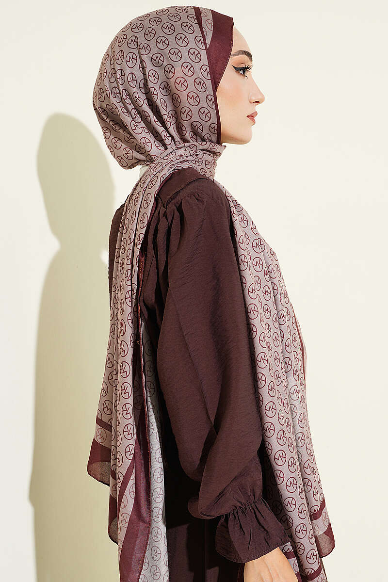 MK Print Modal Shawl - Brown-Mink