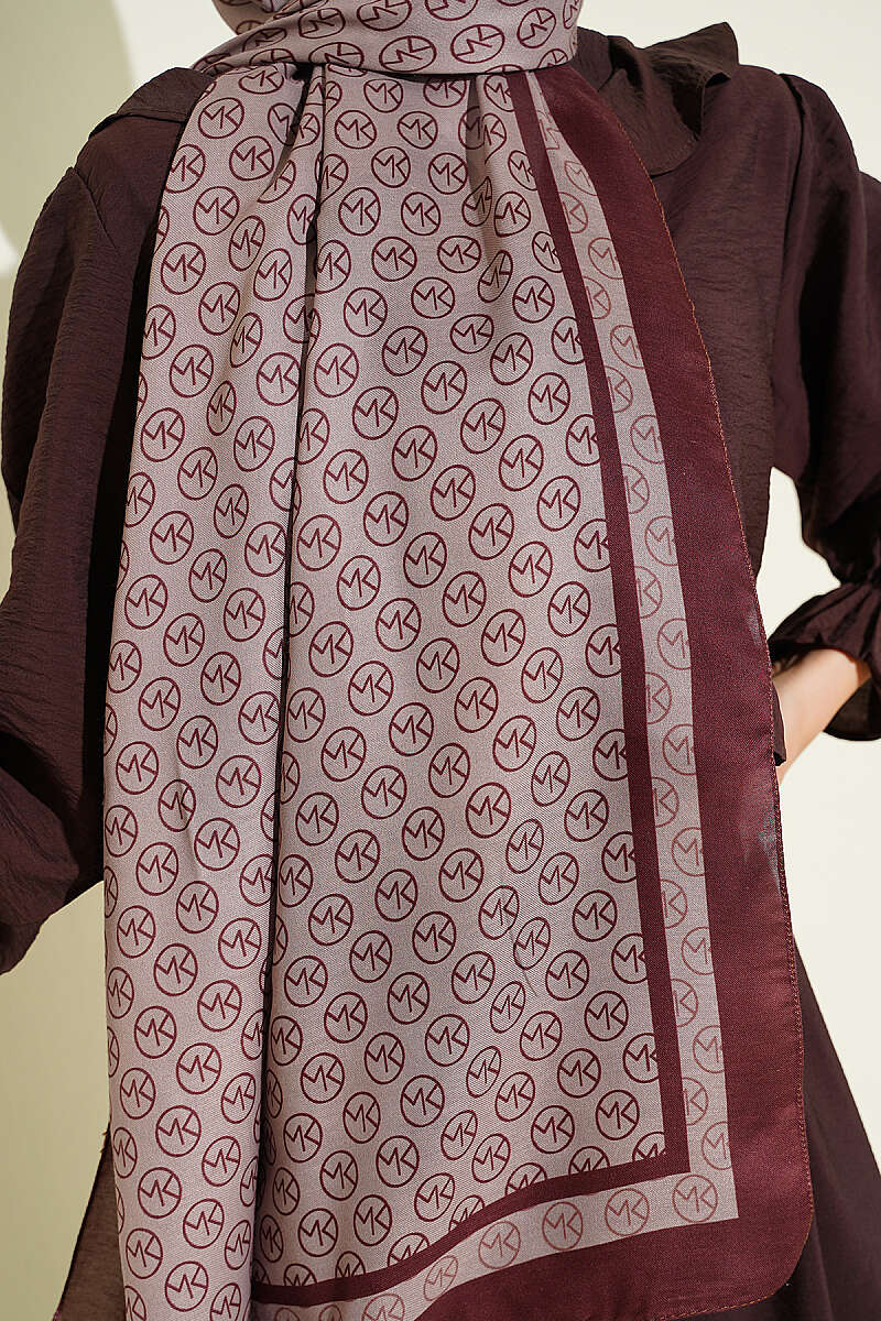 MK Print Modal Shawl - Brown-Mink