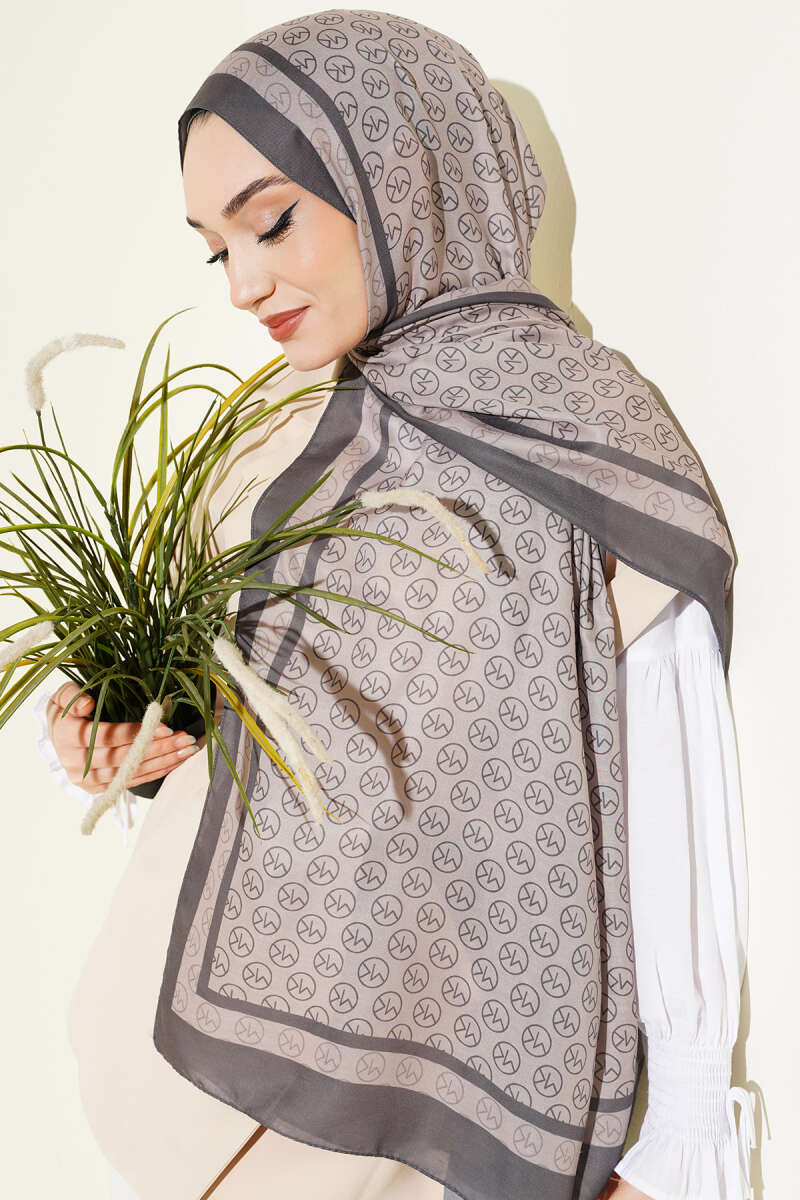 MK Print Modal Shawl - Slate Grey