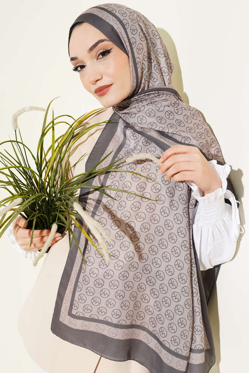 MK Print Modal Shawl - Slate Grey