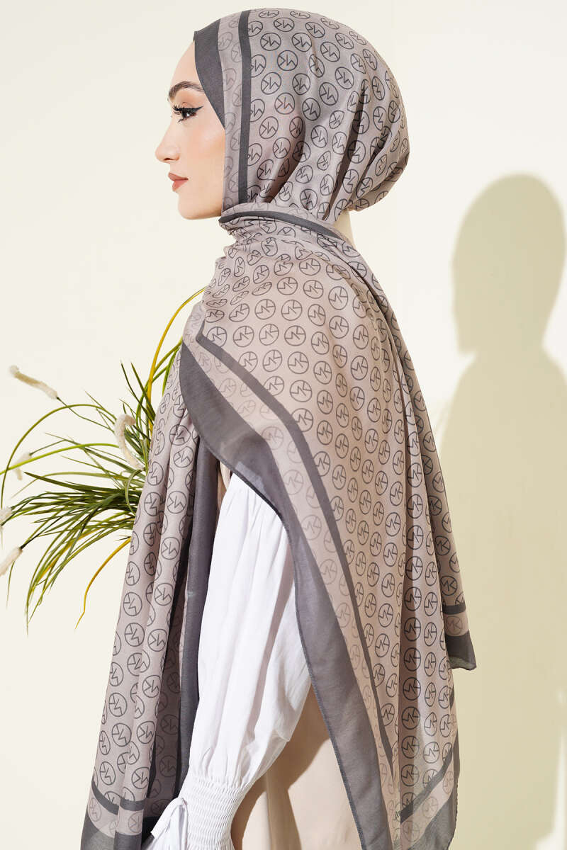 MK Print Modal Shawl - Slate Grey
