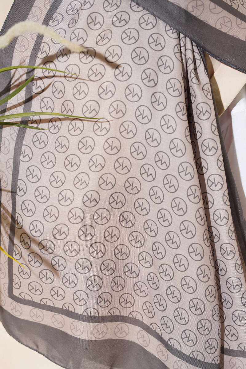 MK Print Modal Shawl - Slate Grey