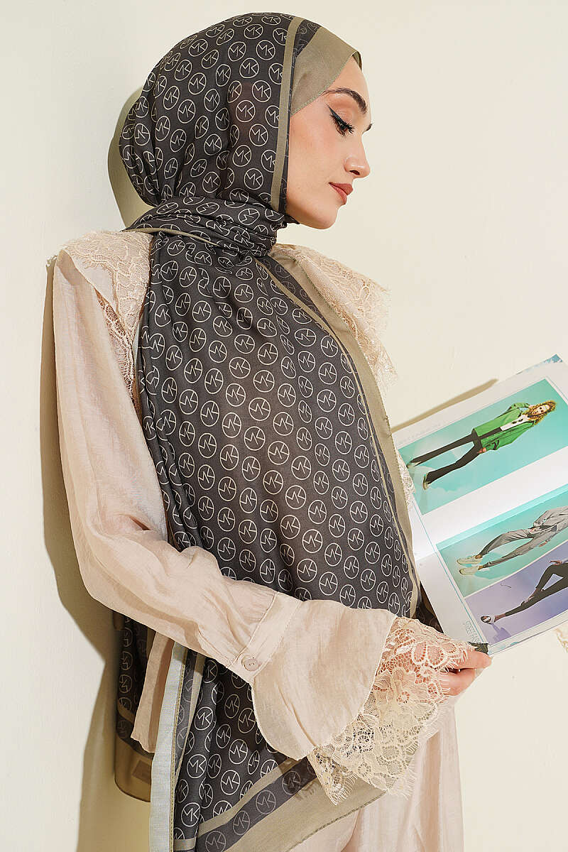 MK Print Modal Shawl - Henna Green