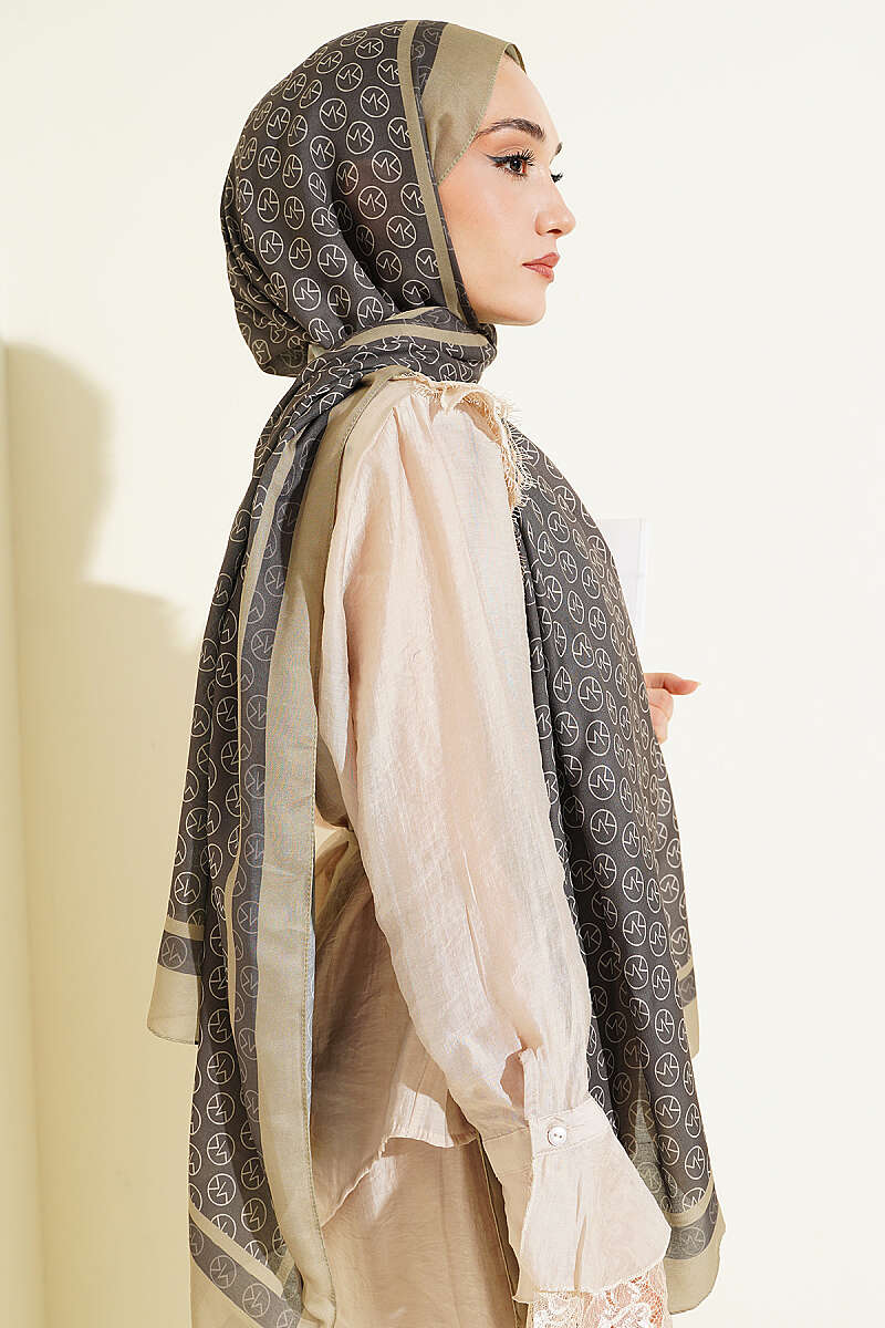 MK Print Modal Shawl - Henna Green