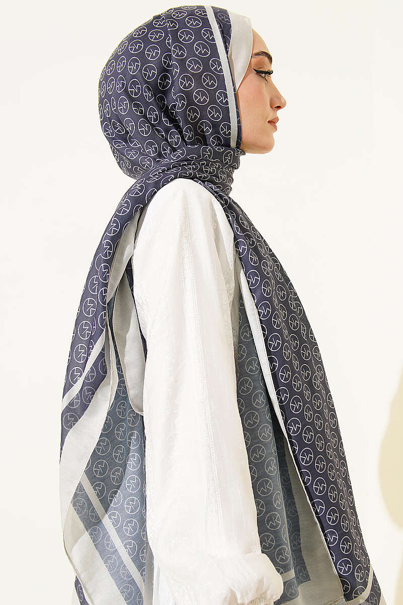 MK Print Modal Shawl - Dark Smoke Grey