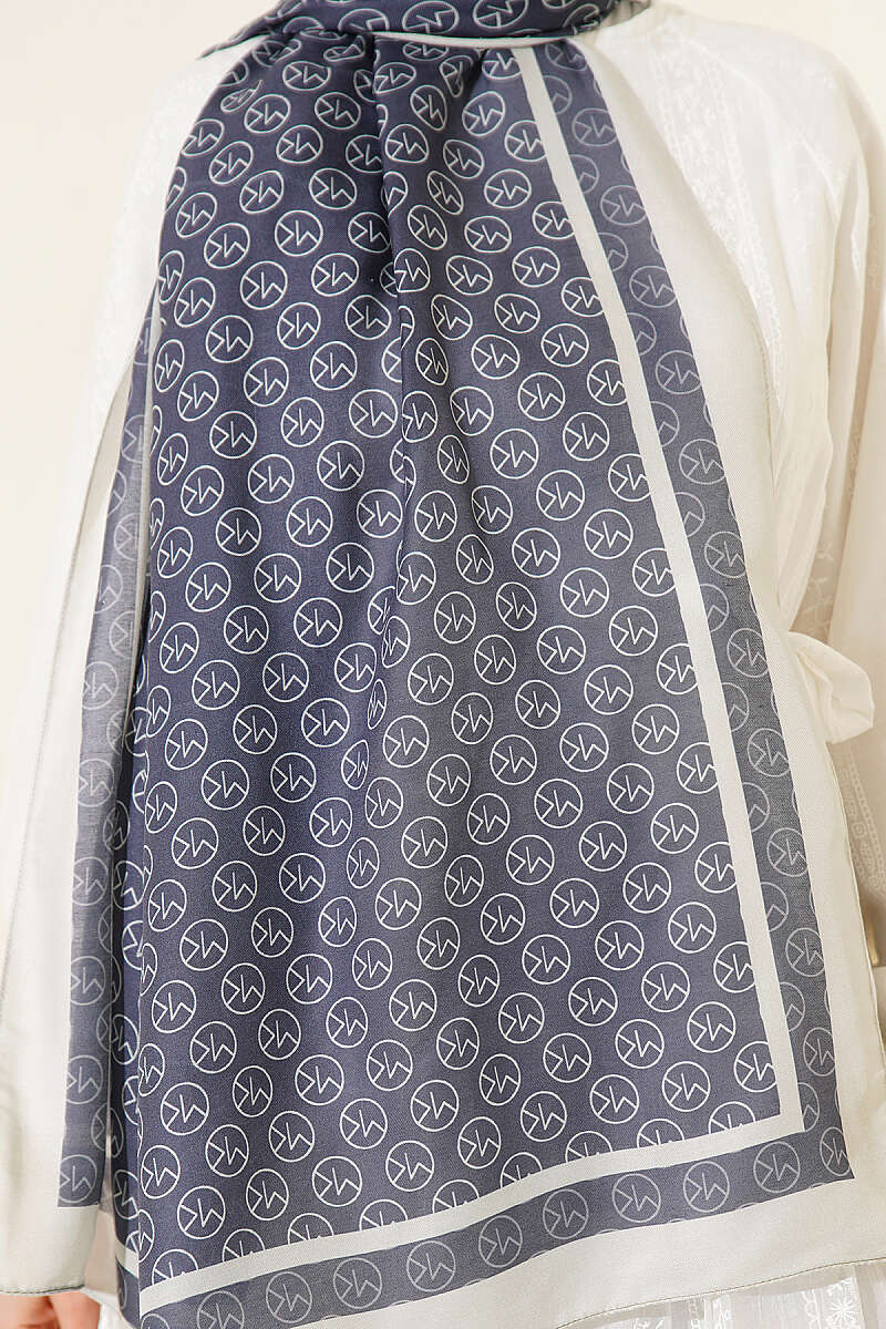 MK Print Modal Shawl - Dark Smoke Grey