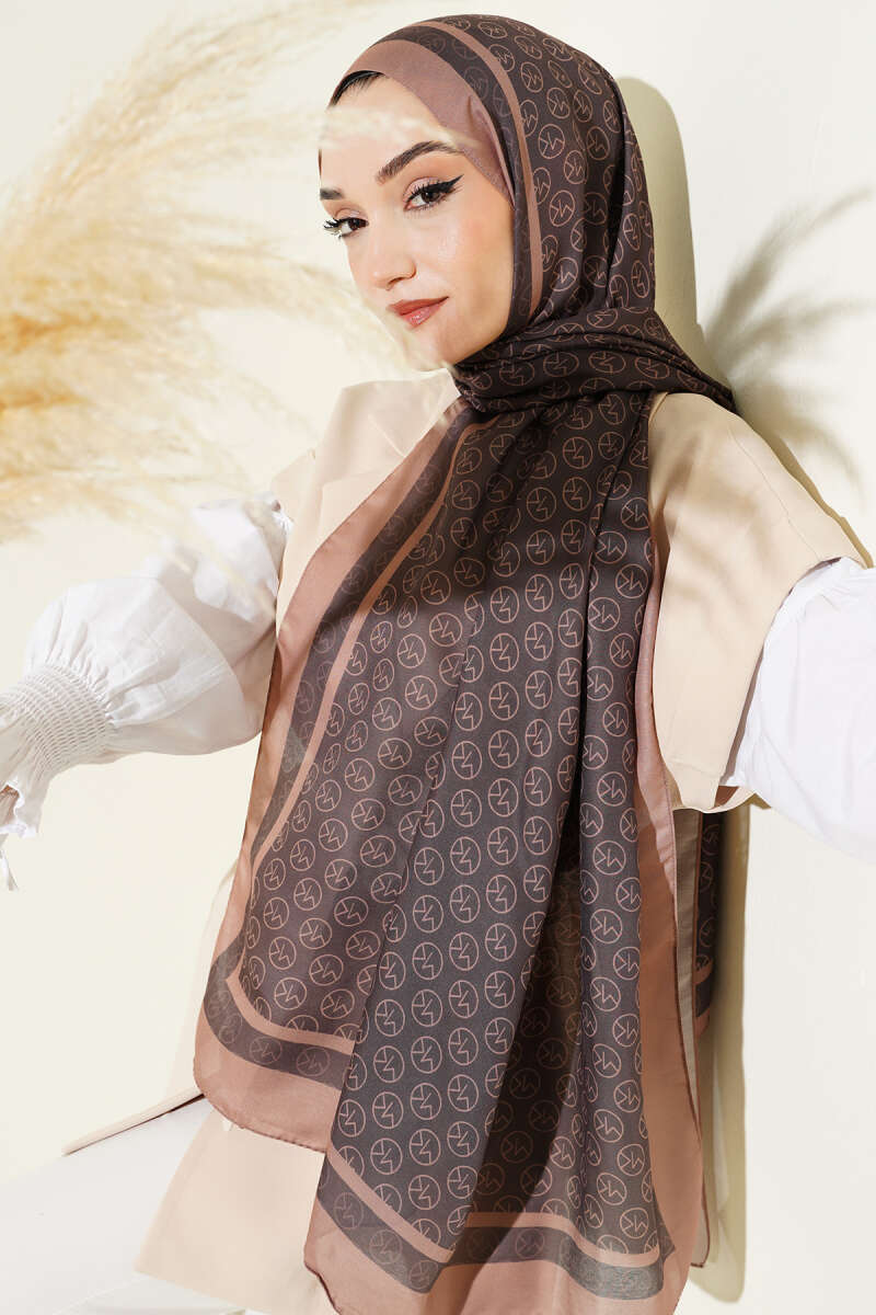 MK Print Modal Shawl - Black-Camel