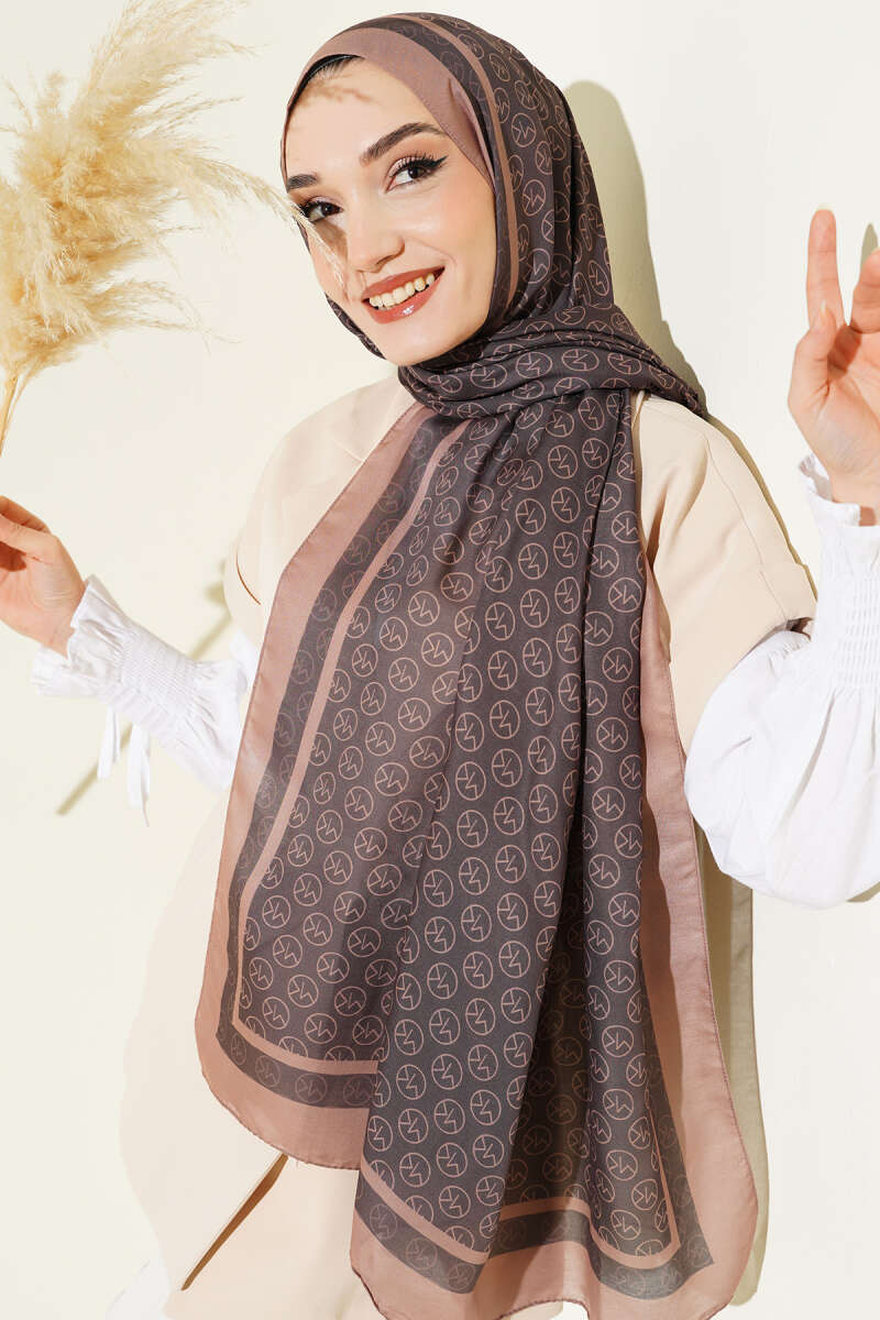 MK Print Modal Shawl - Black-Camel