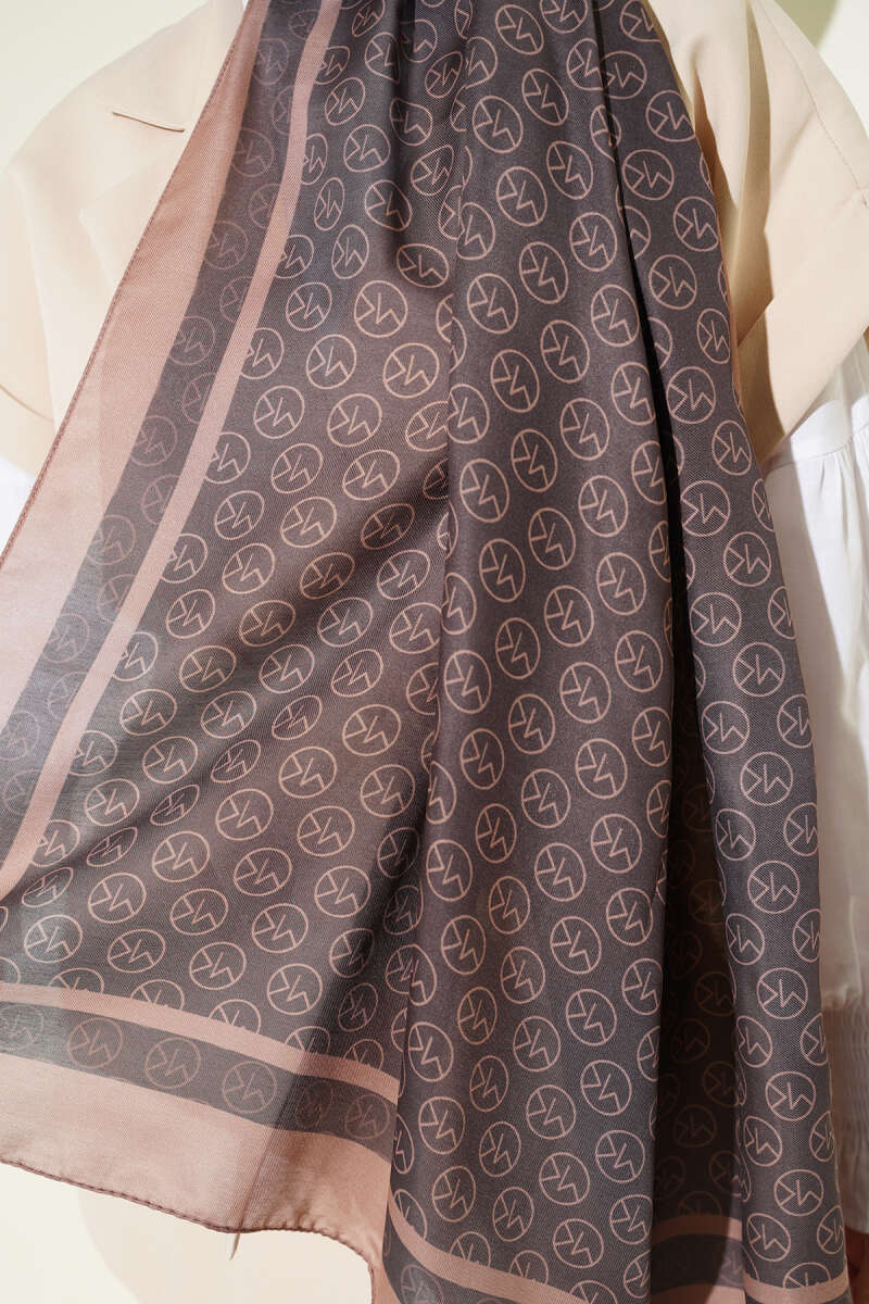 MK Print Modal Shawl - Black-Camel