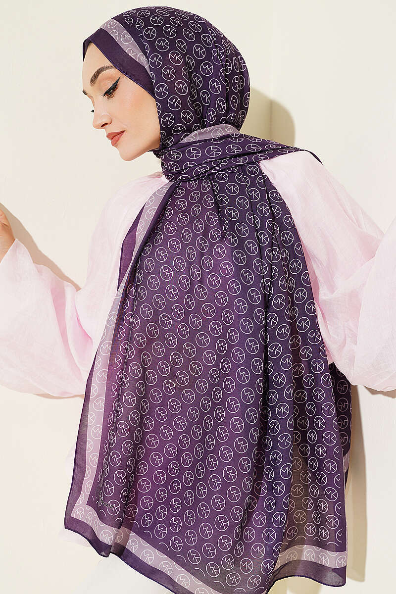 MK Print Modal Shawl - Purple