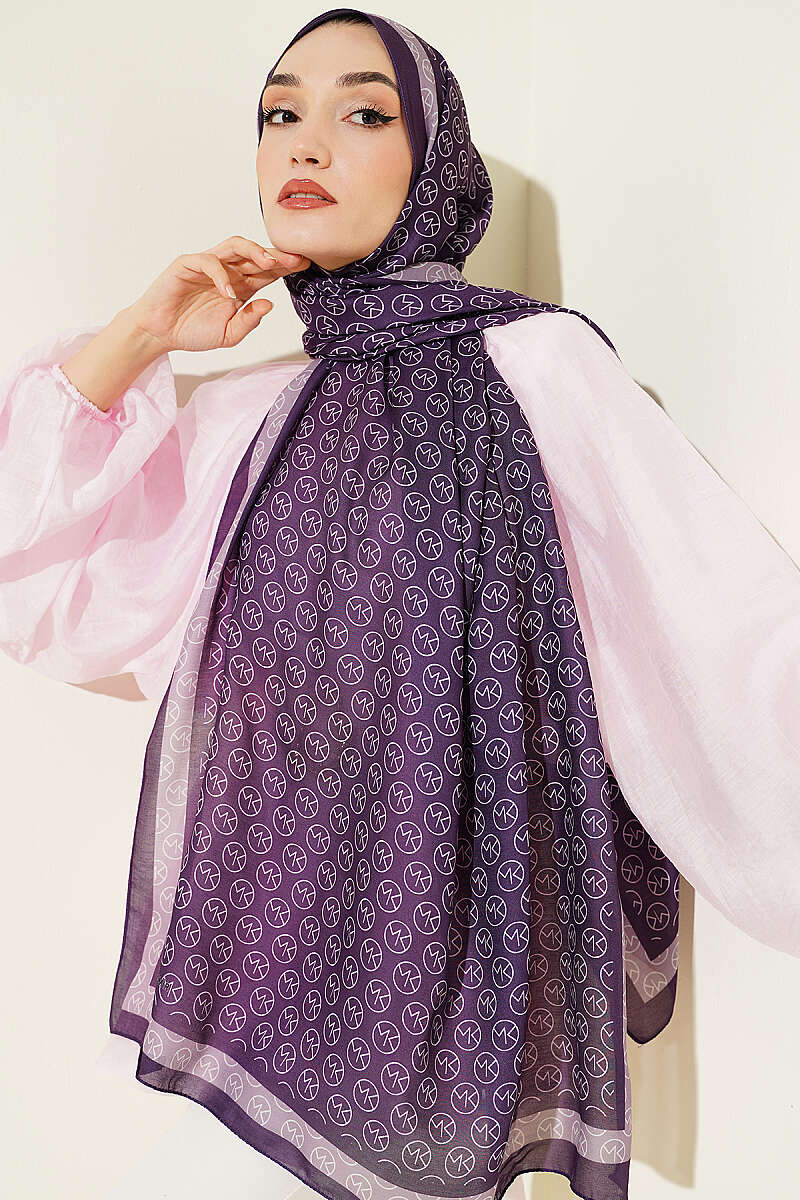 MK Print Modal Shawl - Purple