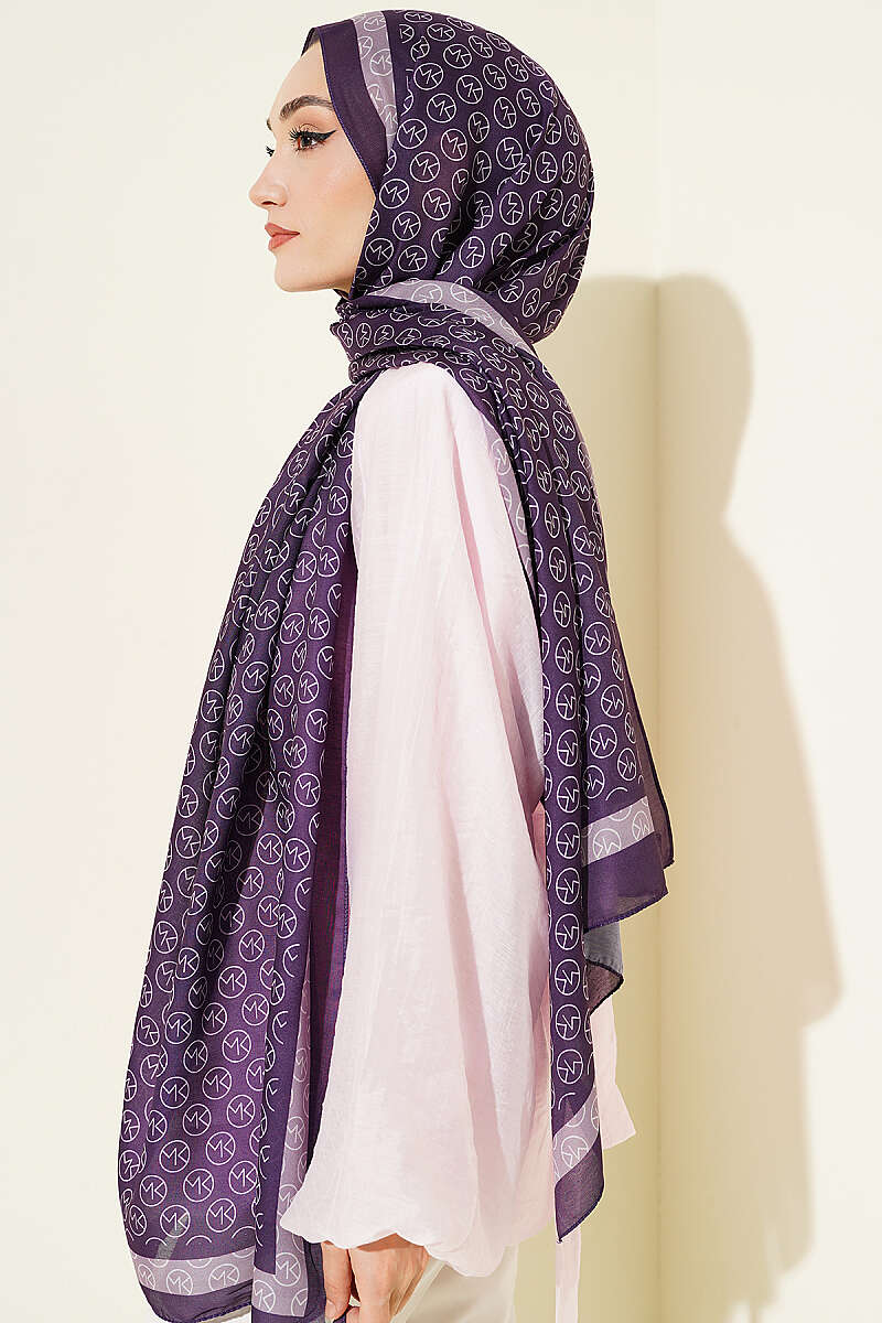 MK Print Modal Shawl - Purple