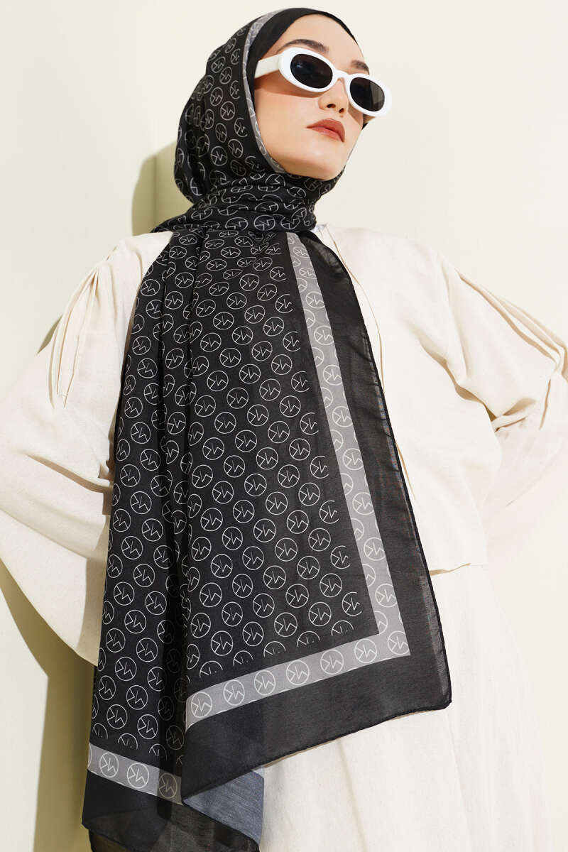 MK Print Modal Shawl - Black