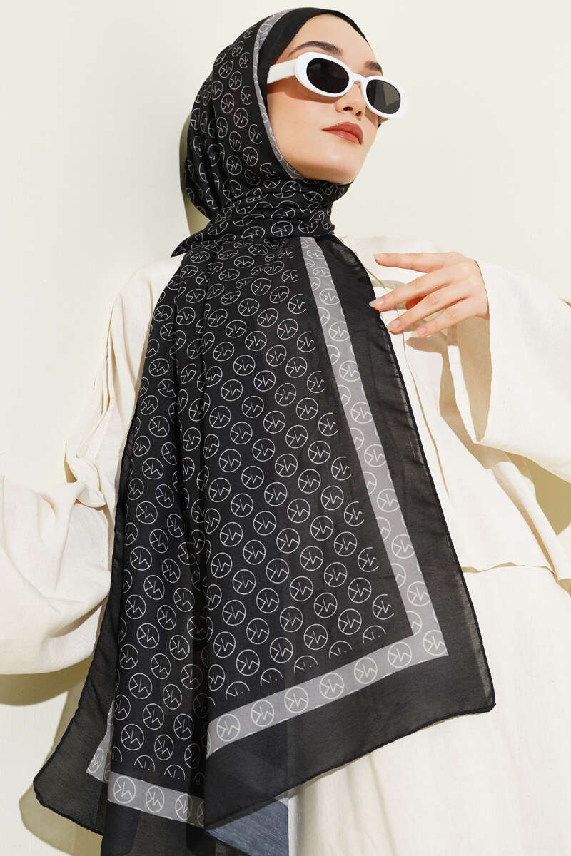 MK Print Modal Shawl - Black