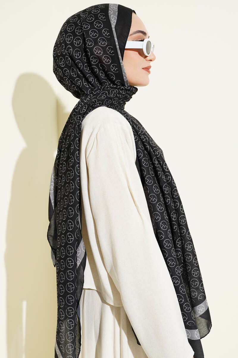 MK Print Modal Shawl - Black