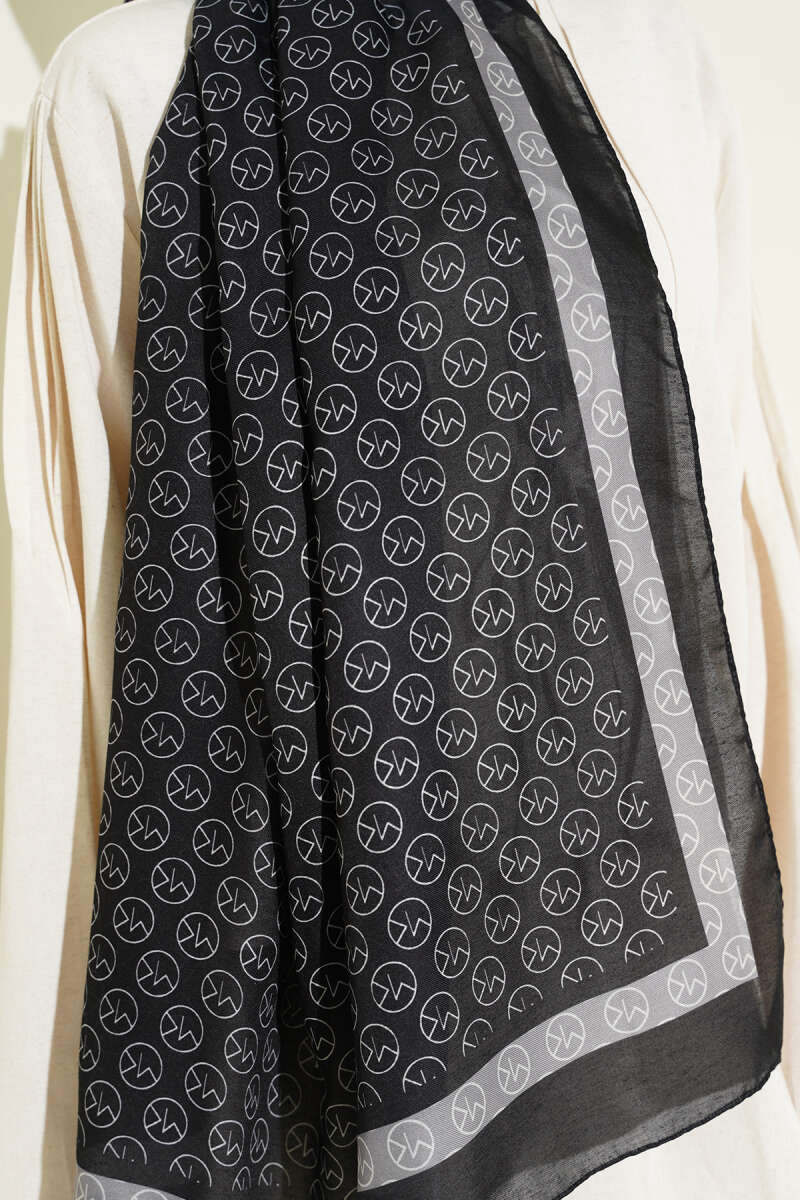 MK Print Modal Shawl - Black