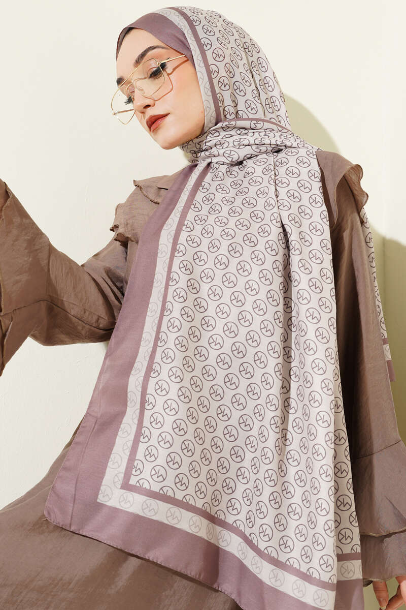 MK Print Modal Shawl - Soft Brown