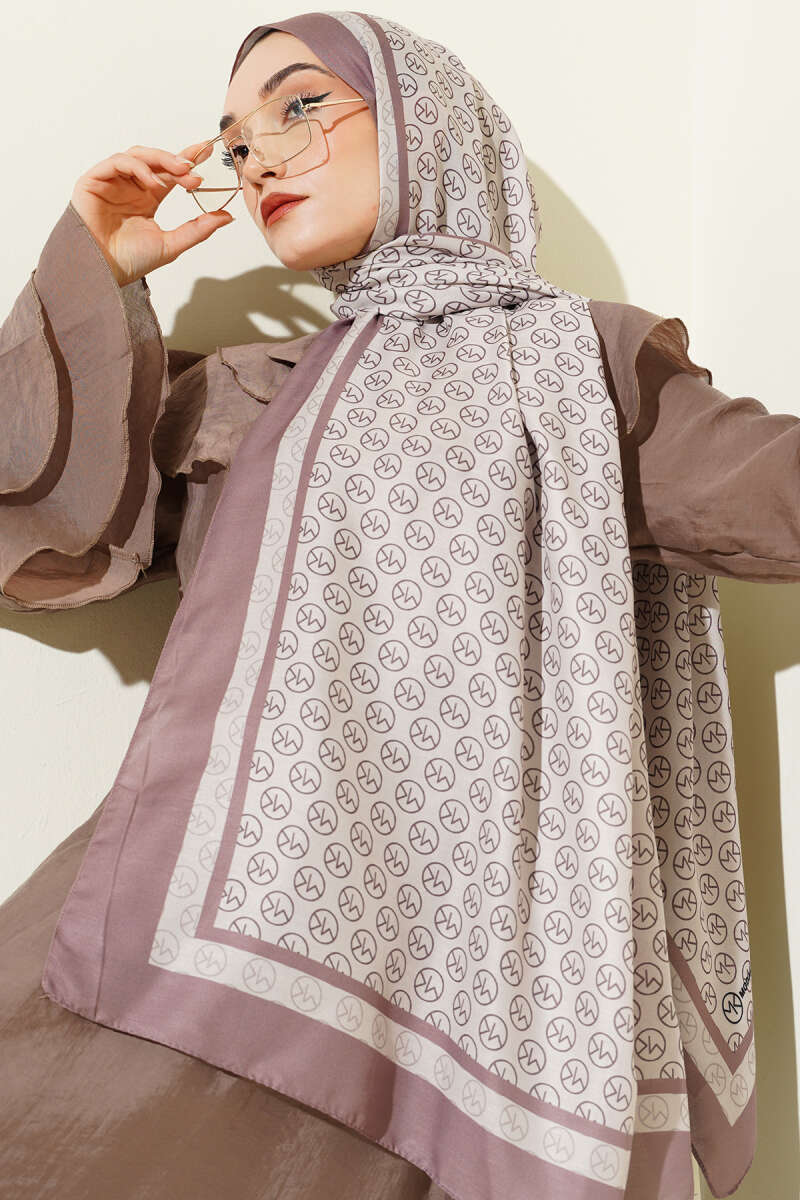 MK Print Modal Shawl - Soft Brown