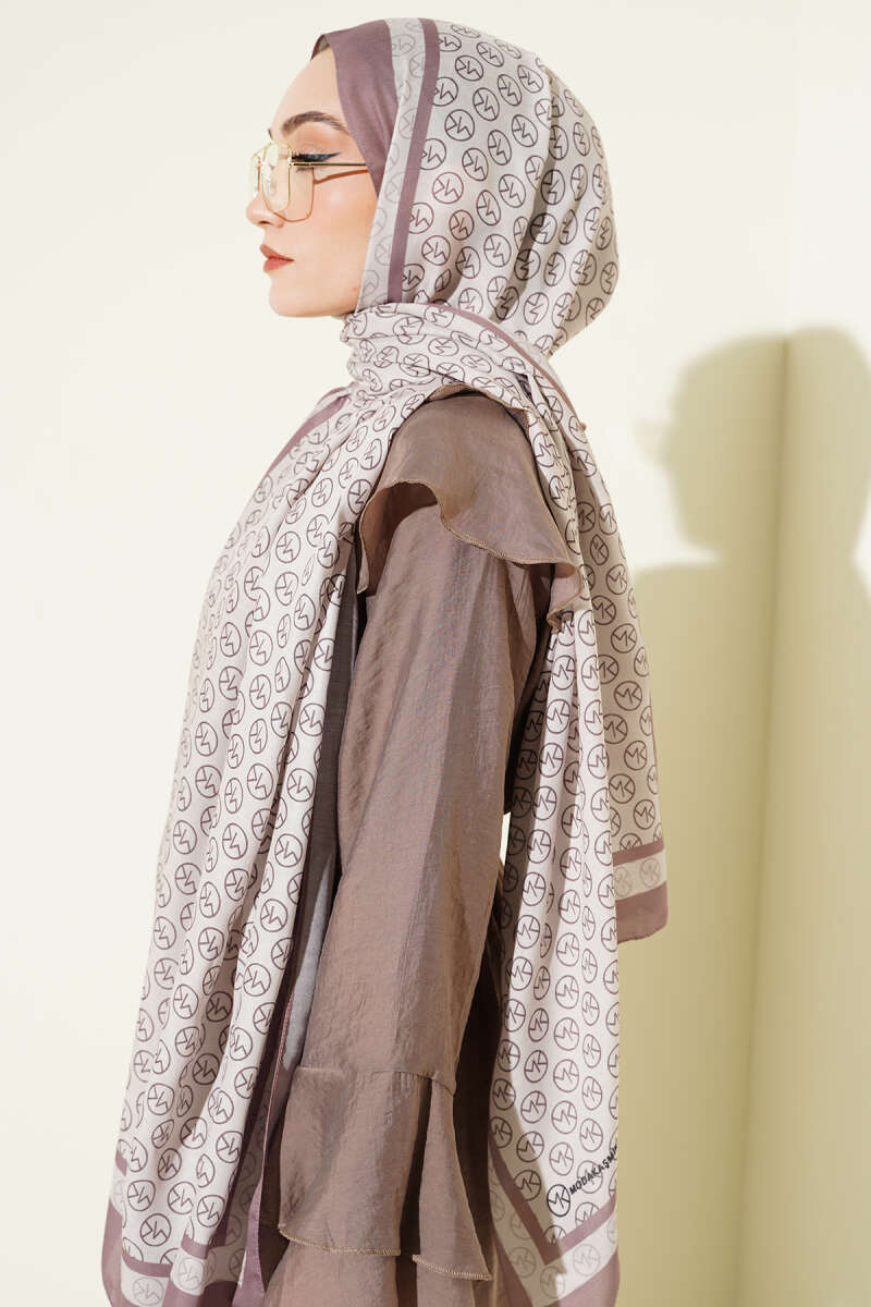 MK Print Modal Shawl - Soft Brown
