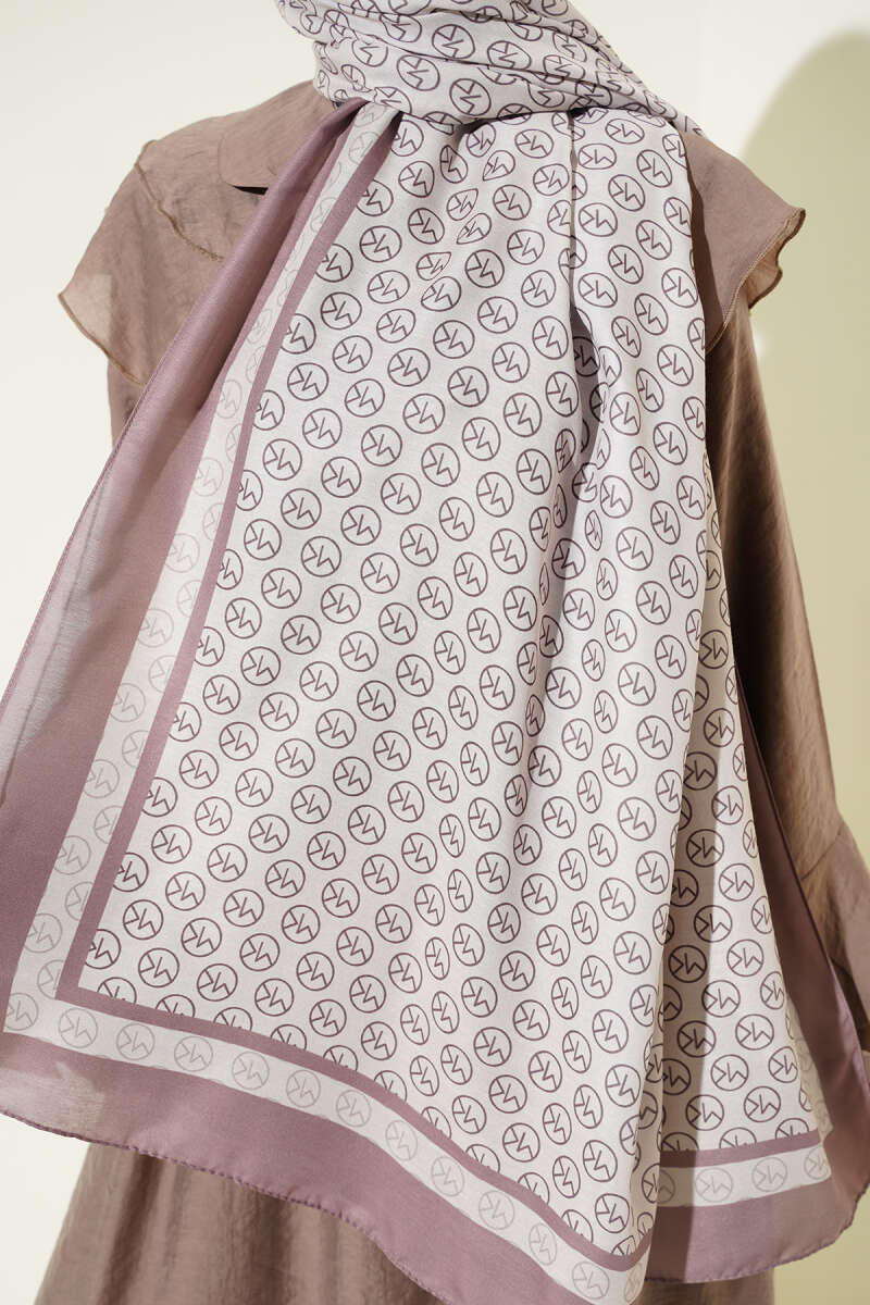 MK Print Modal Shawl - Soft Brown