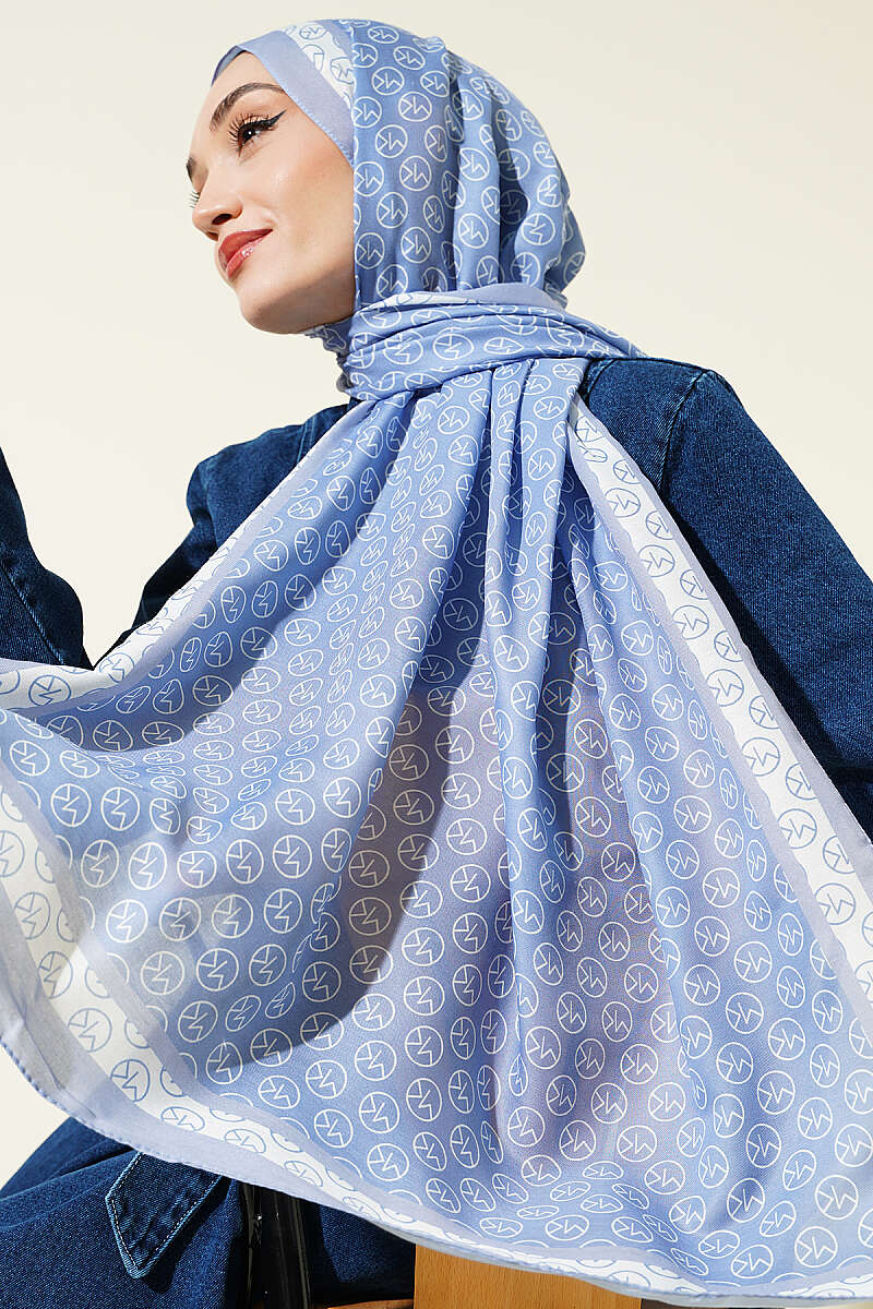 MK Print Modal Shawl - Soft Blue