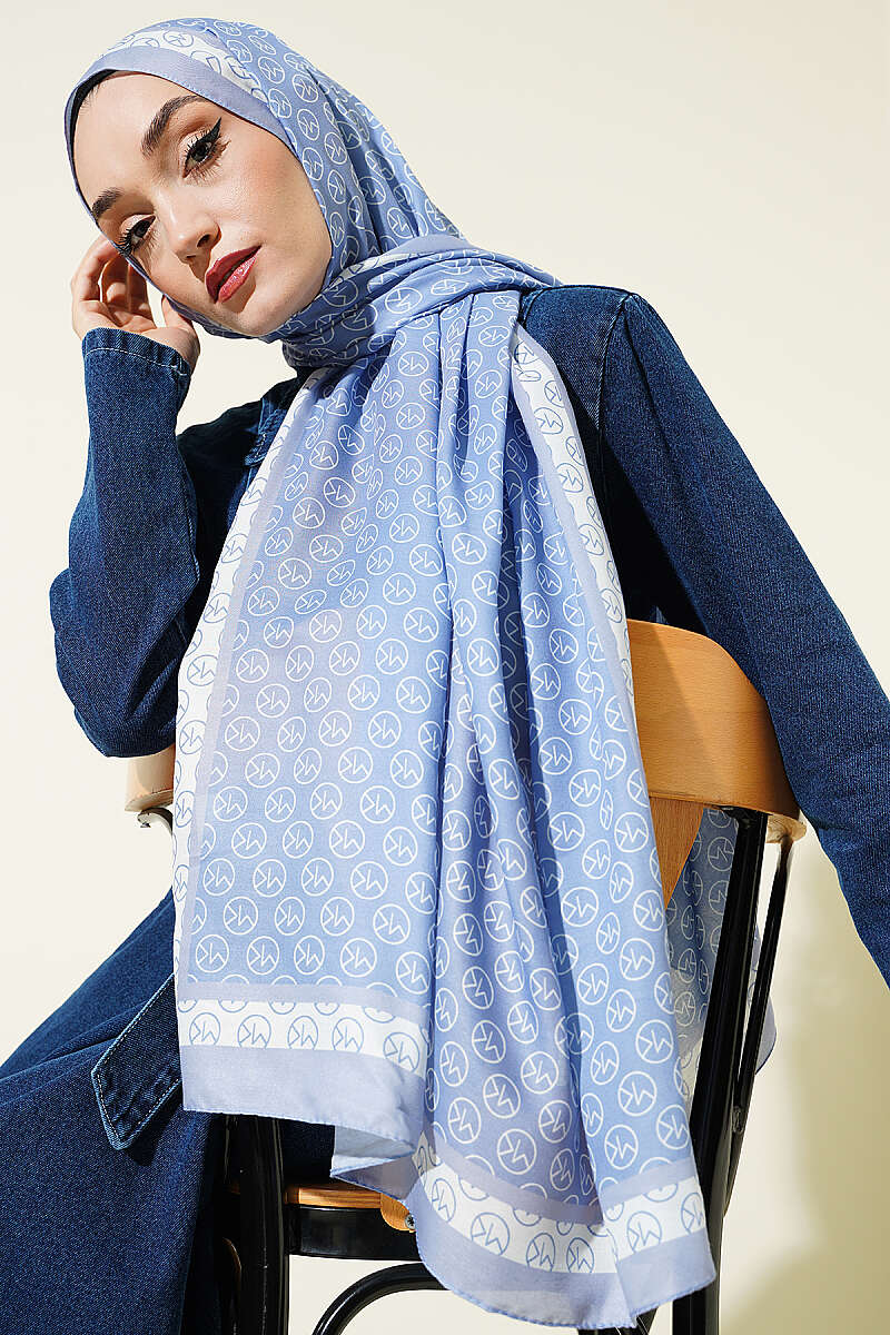 MK Print Modal Shawl - Soft Blue