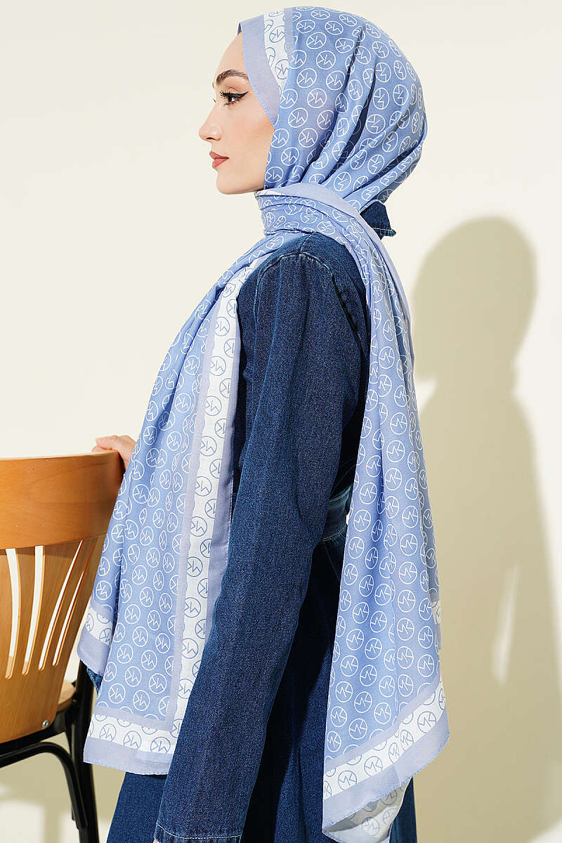 MK Print Modal Shawl - Soft Blue