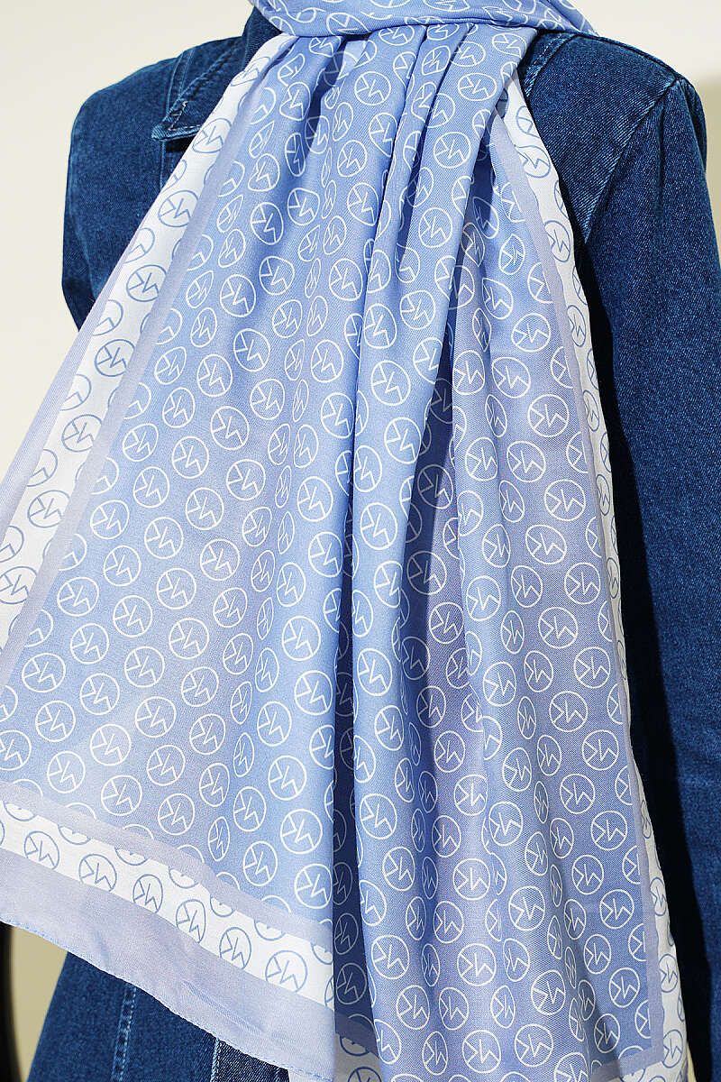 MK Print Modal Shawl - Soft Blue