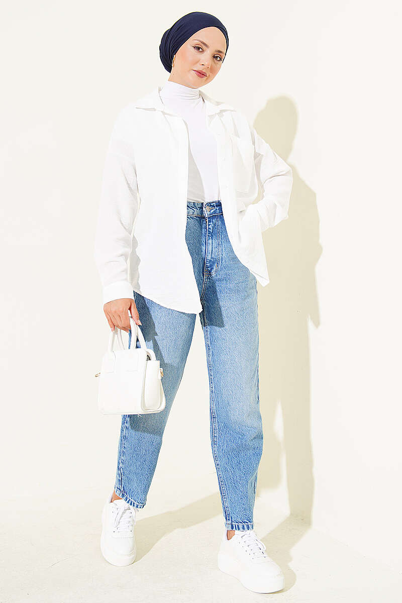 Mom Fit Jeans - Mid Blue