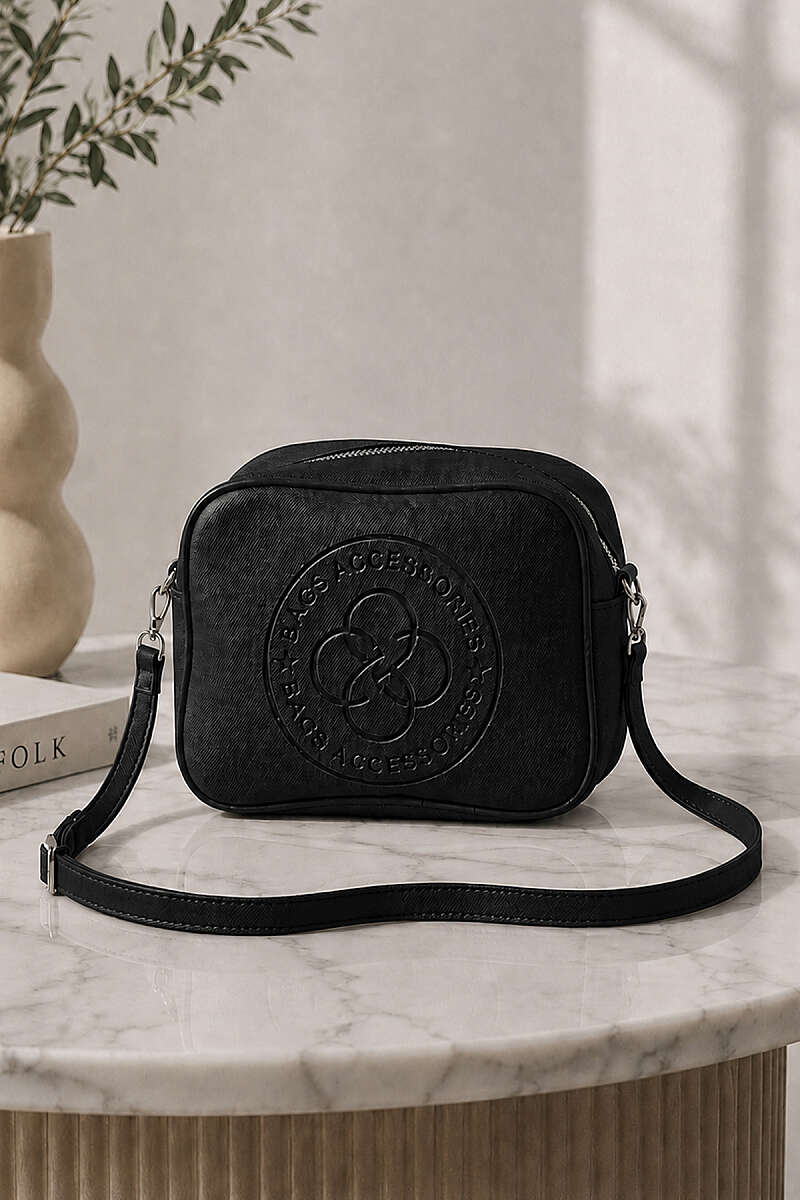 Monogram Crossbody Bag - Black