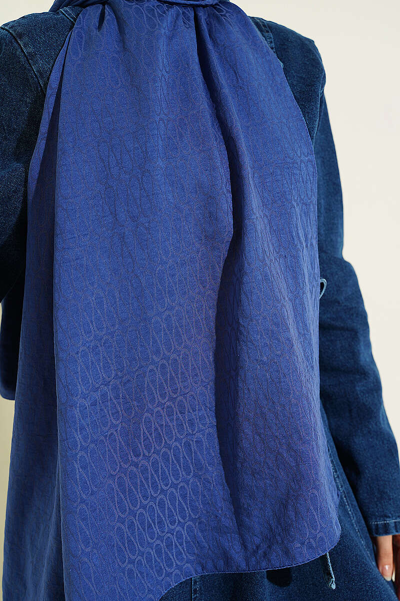 Monogram Print Cotton Airobin Shawl - Indigo