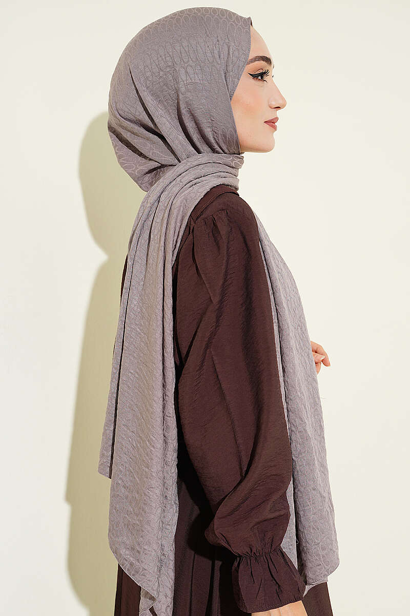 Monogram Print Cotton Airobin Shawl - Slate Grey