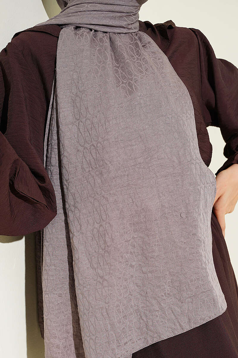 Monogram Print Cotton Airobin Shawl - Slate Grey