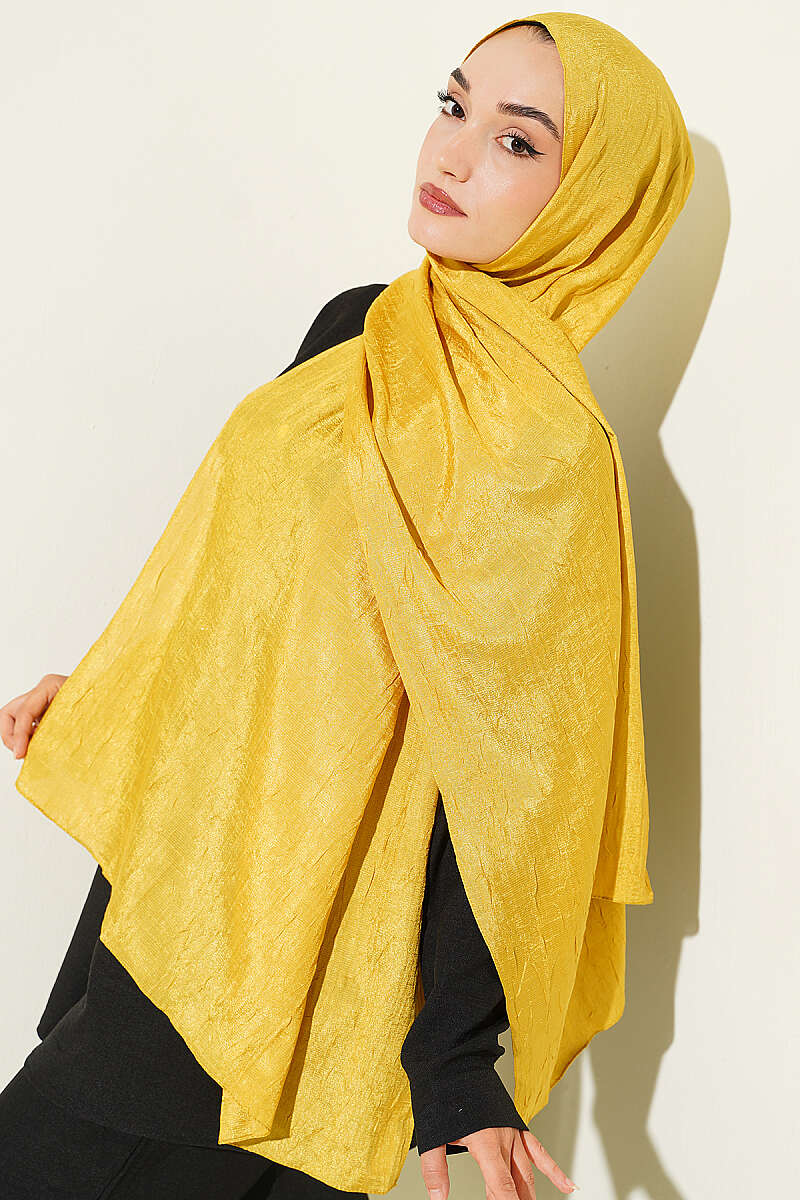 Monogram Print Crinkle Shawl - Gold