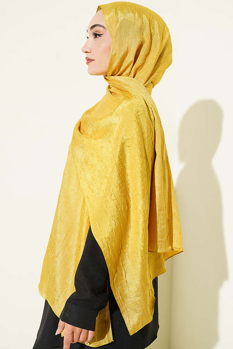 Monogram Print Crinkle Shawl - Gold