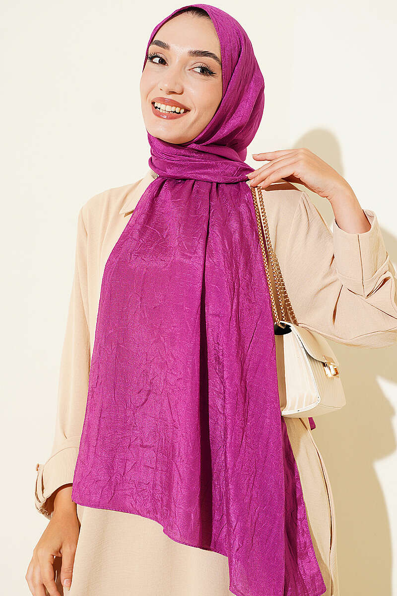 Monogram Print Crinkle Shawl - Lavender