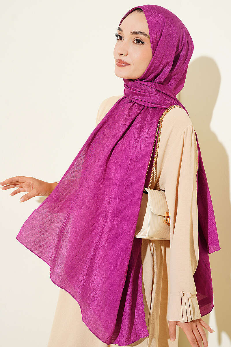 Monogram Print Crinkle Shawl - Lavender