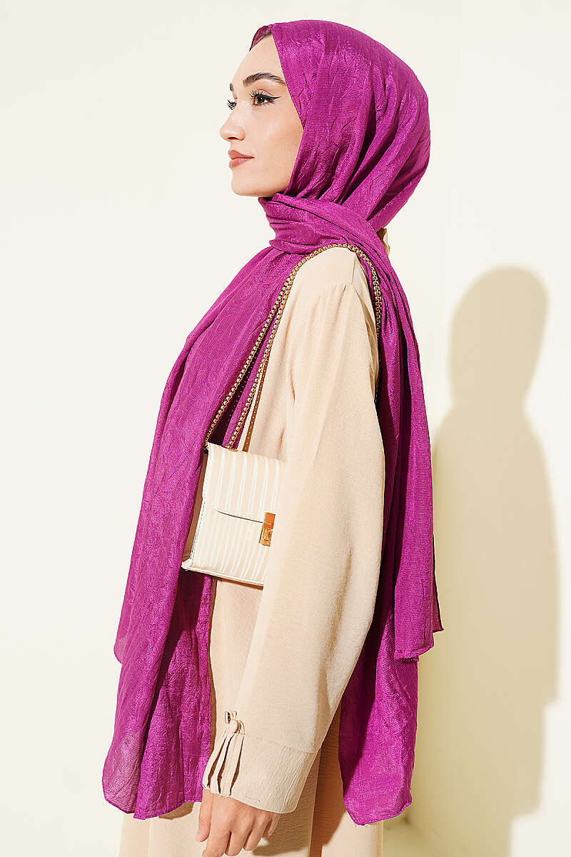 Monogram Print Crinkle Shawl - Lavender