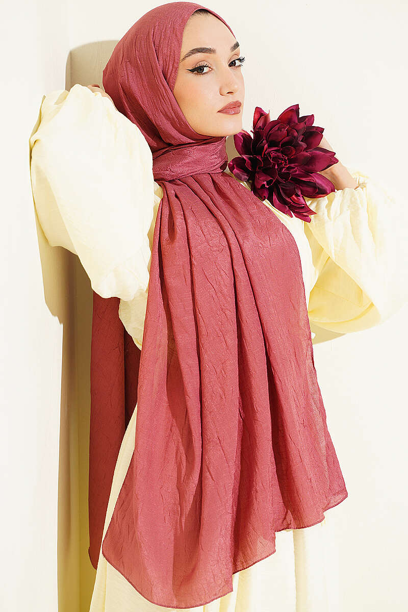Monogram Print Crinkle Shawl - Dusty Rose