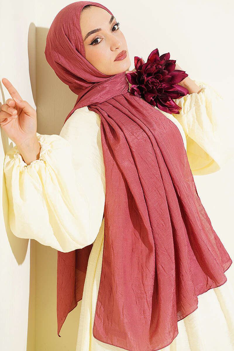 Monogram Print Crinkle Shawl - Dusty Rose