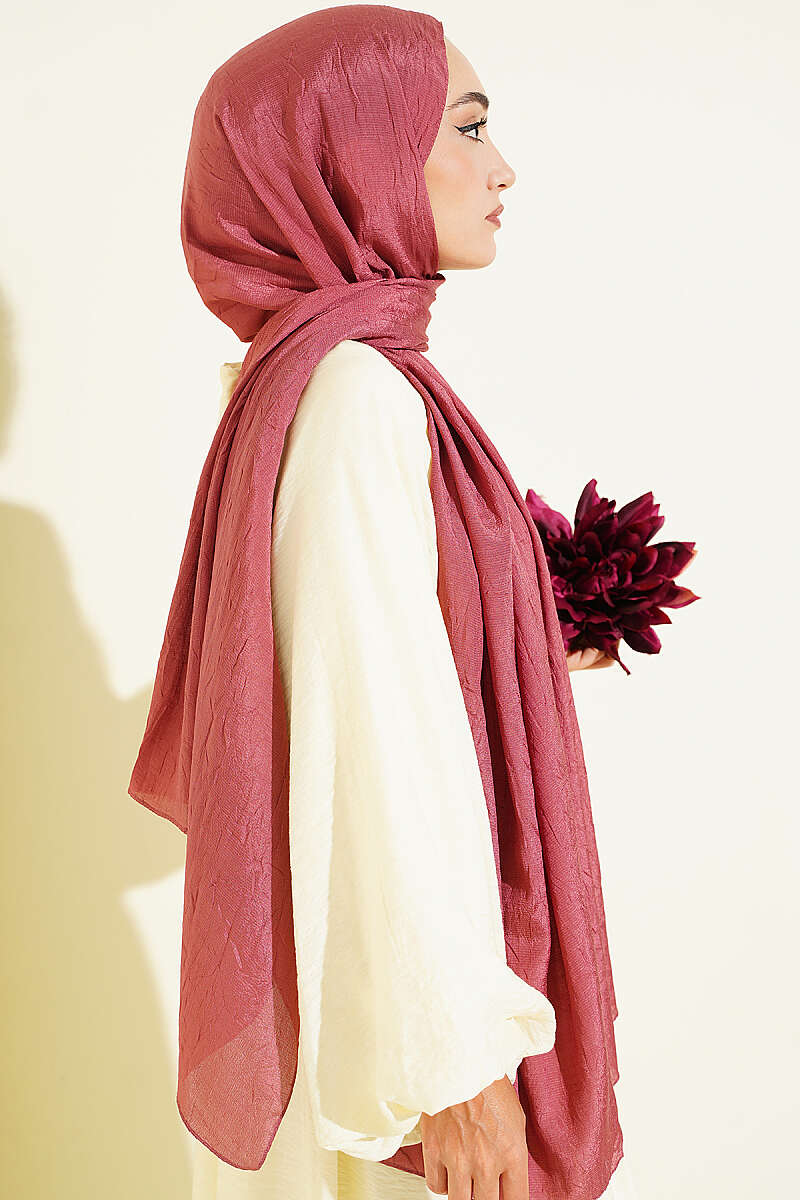 Monogram Print Crinkle Shawl - Dusty Rose