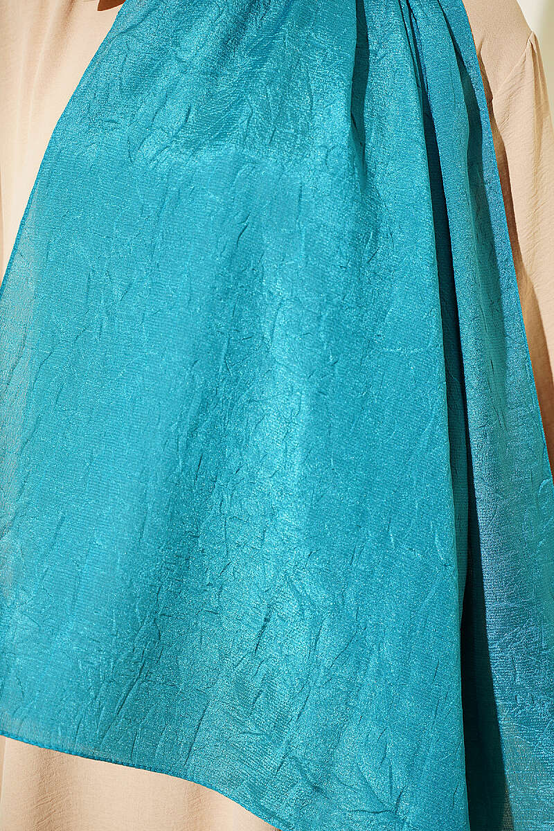 Monogram Print Crinkle Shawl - Dark Turquoise