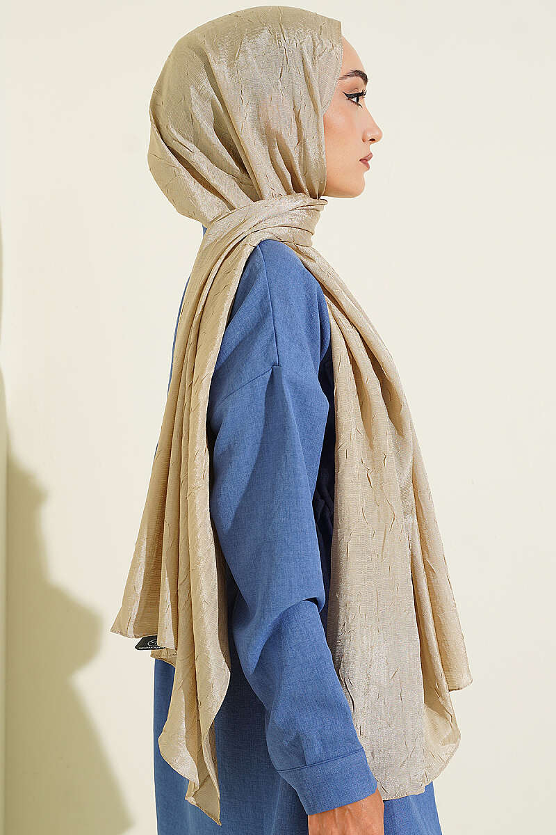 Monogram Print Crinkle Shawl - Sand