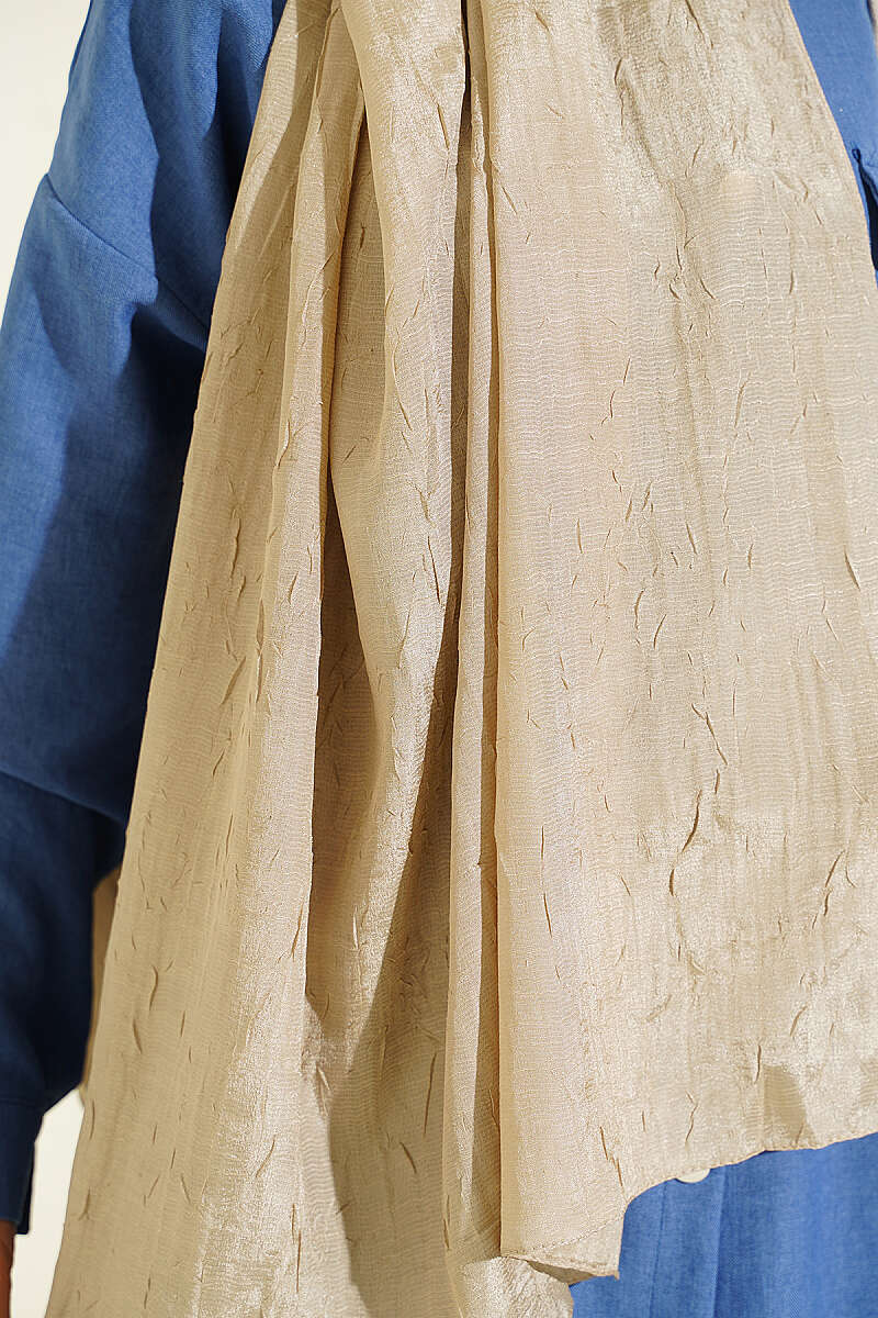 Monogram Print Crinkle Shawl - Sand