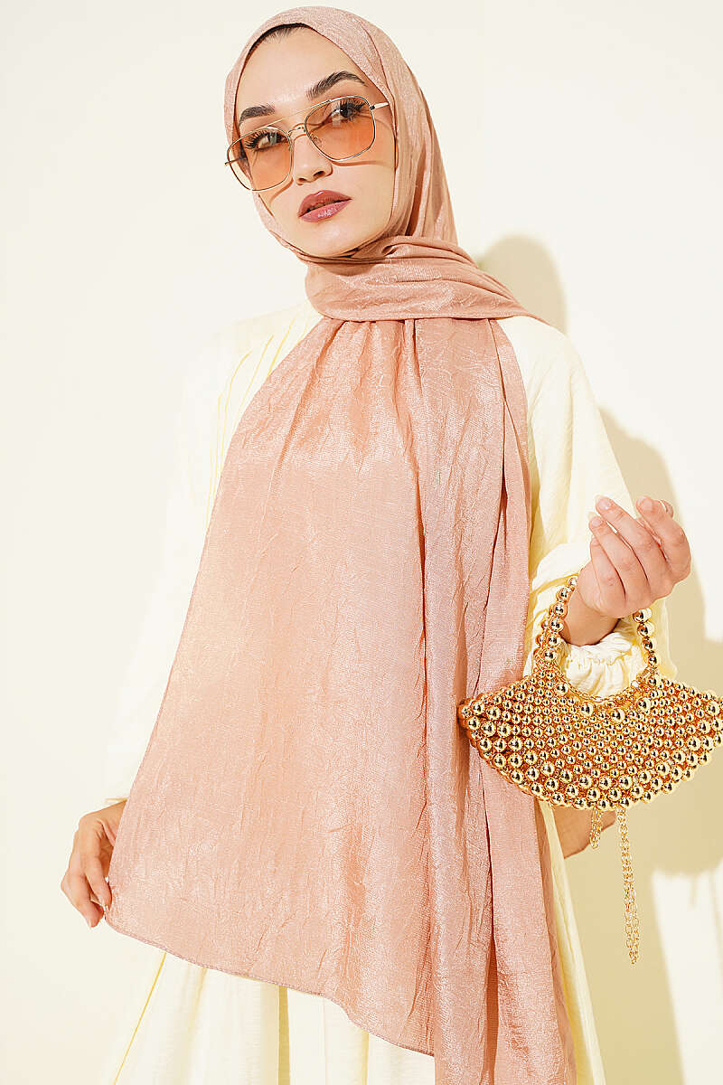 Monogram Print Crinkle Shawl - Latte