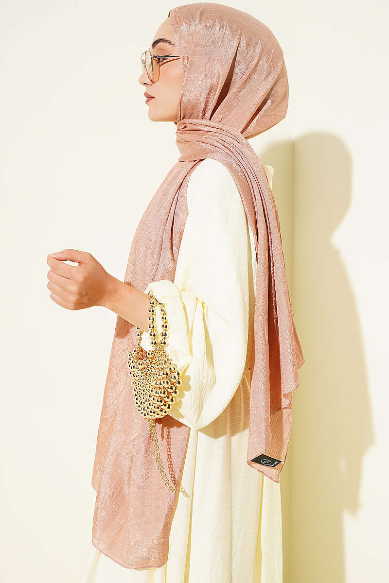 Monogram Print Crinkle Shawl - Latte