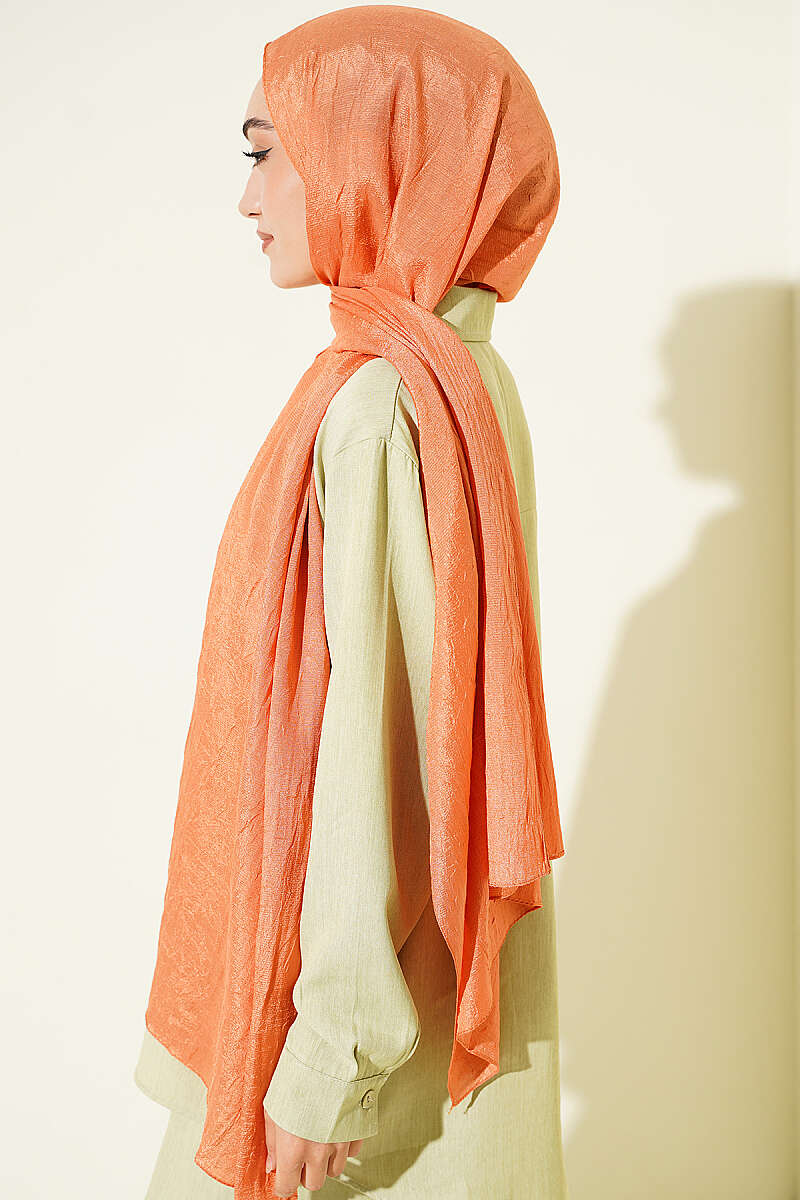 Monogram Print Crinkle Shawl - Coral